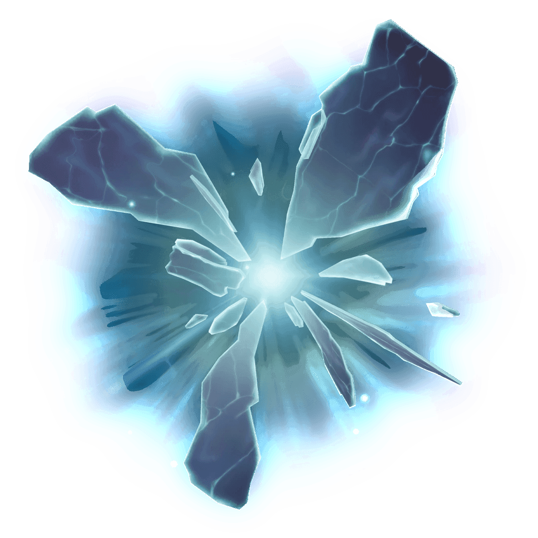 The AILE crystal mascot, a glowing shard of icy-blue light